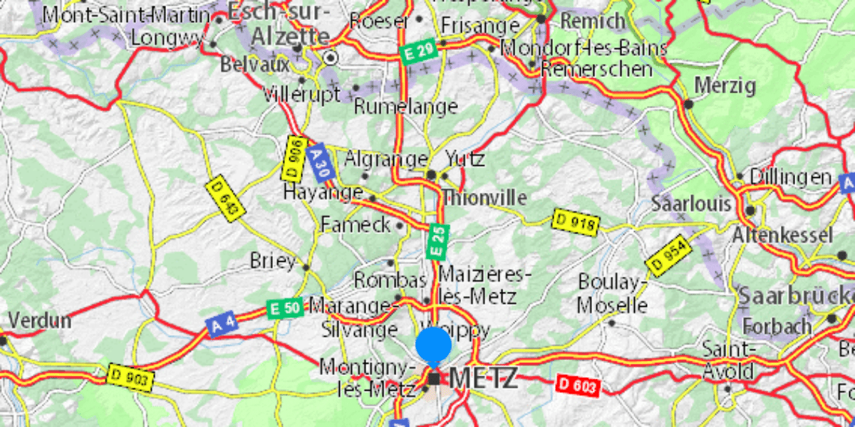 Carte Metz Luxembourg