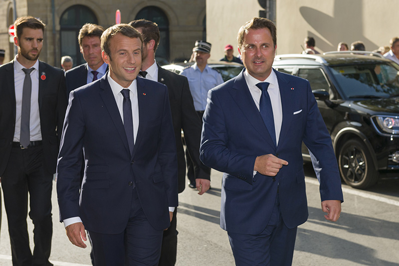 Rencontre entre Emmanuel Macron et Xavier Bettel en août 2017 au Luxembourg. © SIP / Jean-Christophe Verhaegen, tous droits réservés