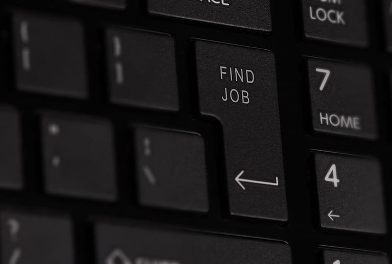Clavier d'ordinateur avec écrit : find a job